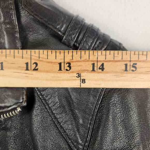 Guess Biker Bomber Moto Jacket Women’s SZ M Genuine Leather Rare Vintage Y2K - Picture 13 of 16